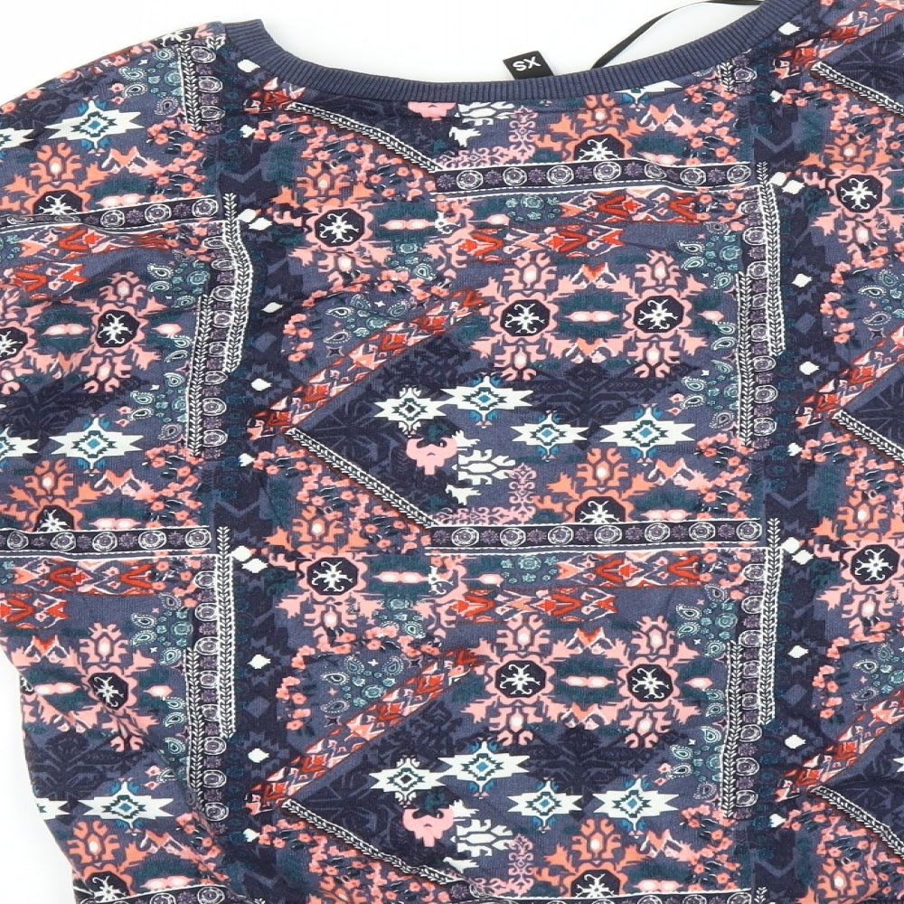 Divided by H&M Womens Blue Paisley Pullover Sweatshirt Size XS