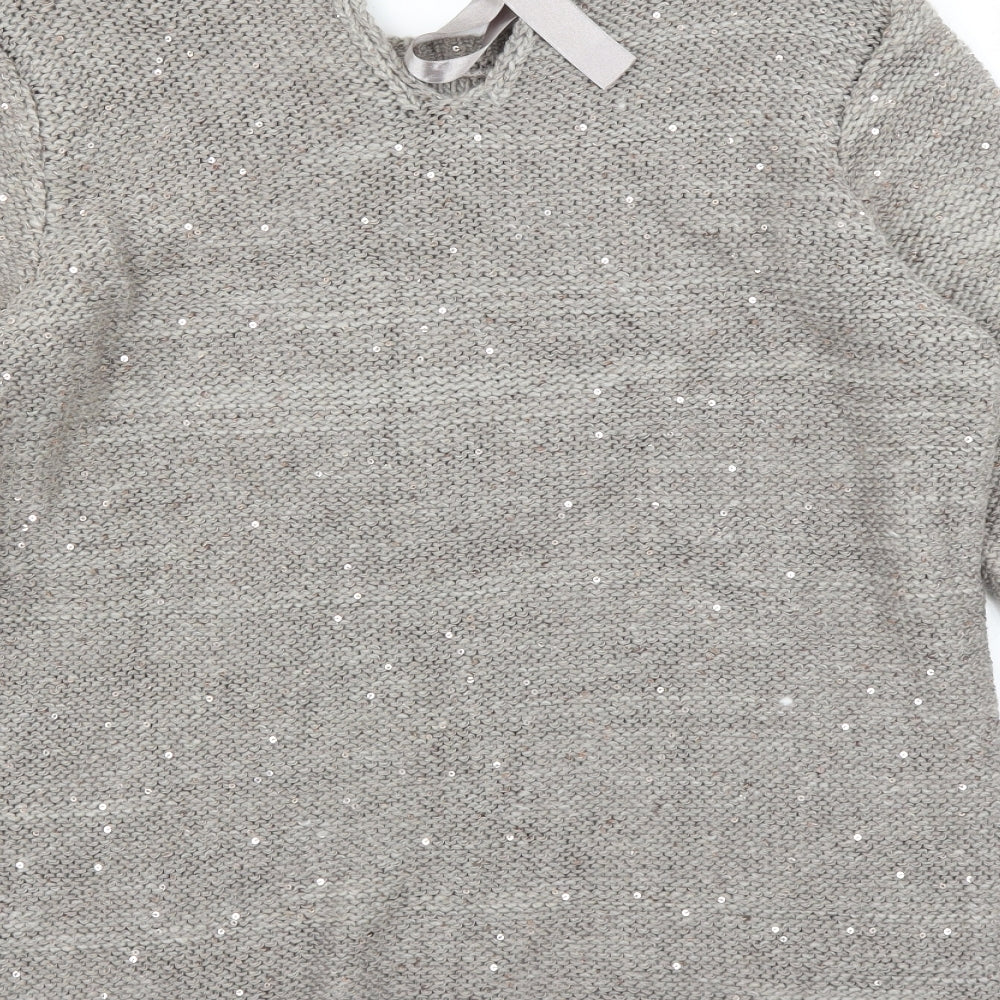 George Womens Grey Pullover Jumper Size 12 - bow neck detail
