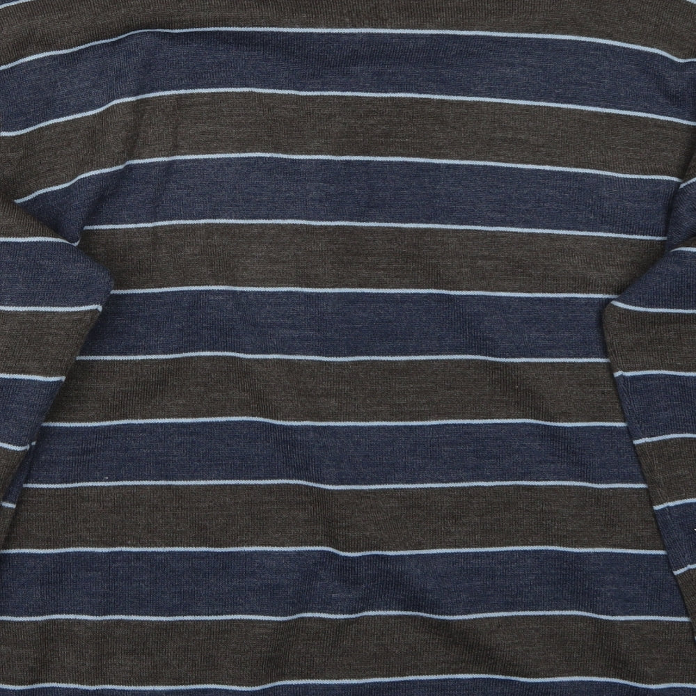 M&Co Womens Blue Striped Pullover Jumper Size L
