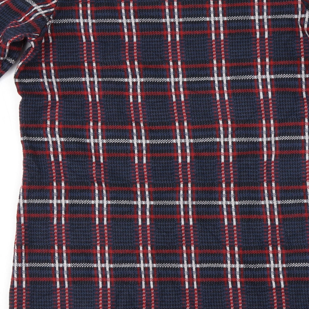 Brand and care label for Tu women’s blue check jumper, size UK 10