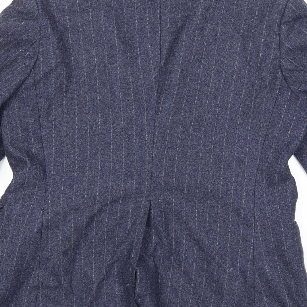 Preworn Mens Blue Striped Jacket Suit Size 38
