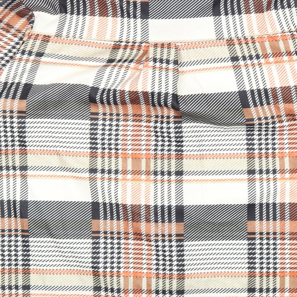 Preworn Womens Orange Check Basic Button-Up Size 3XL