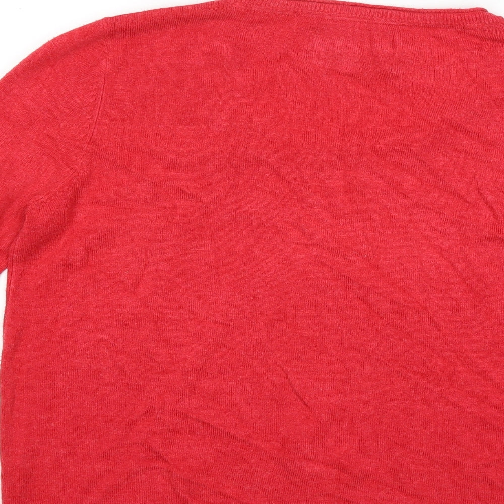 Maine Womens Red Knit Pullover Jumper Size 16