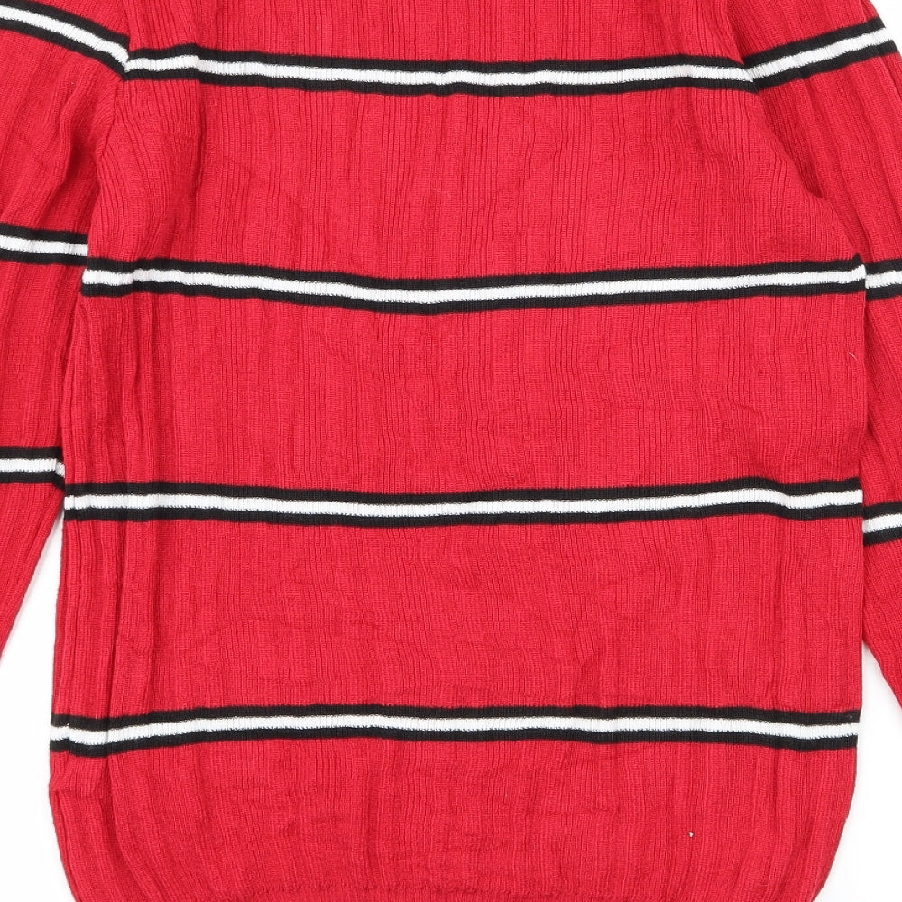 Primark Womens Red Striped Knit Pullover Jumper Size 12