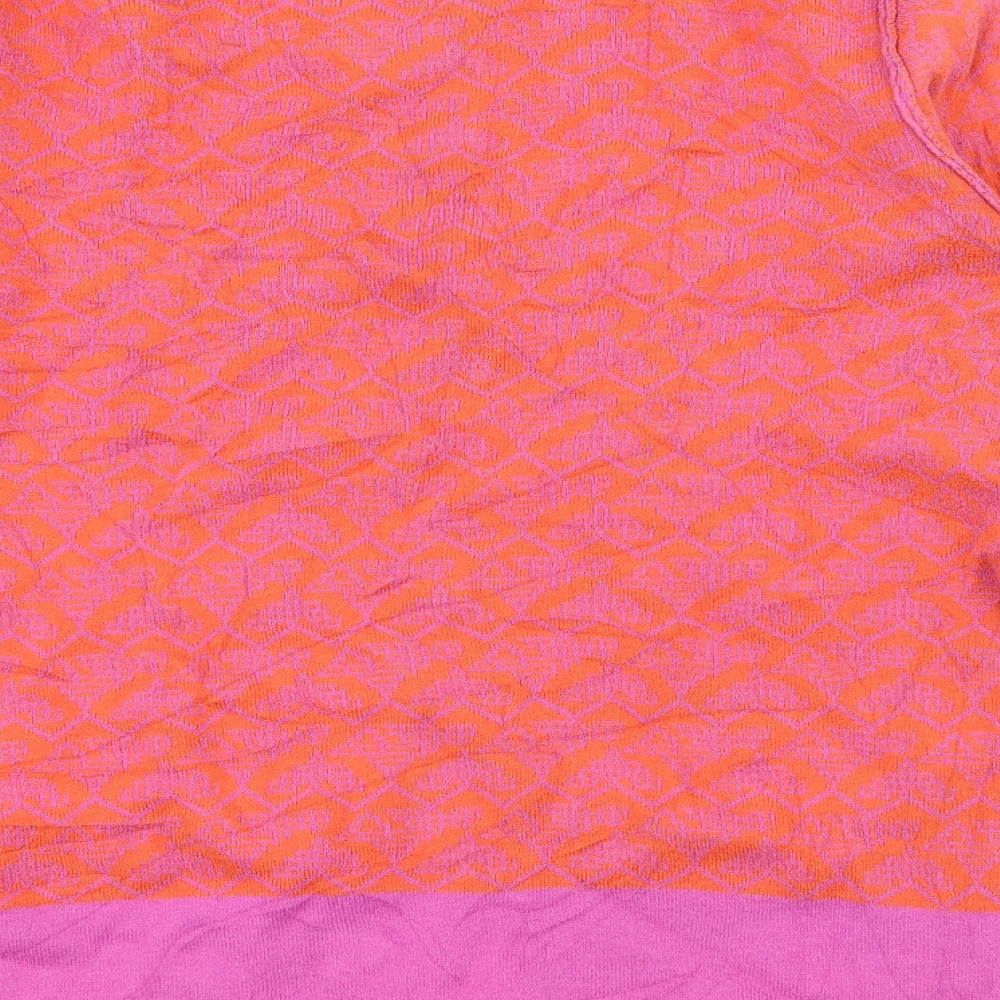 Brand and care label for CPM Collection women’s orange floral knit jumper, size UK 10