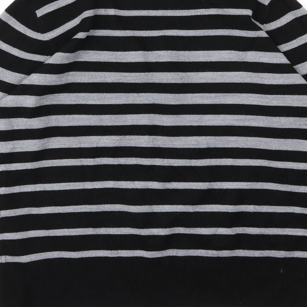 BHS Womens Grey Striped Knit Pullover Jumper Size 10