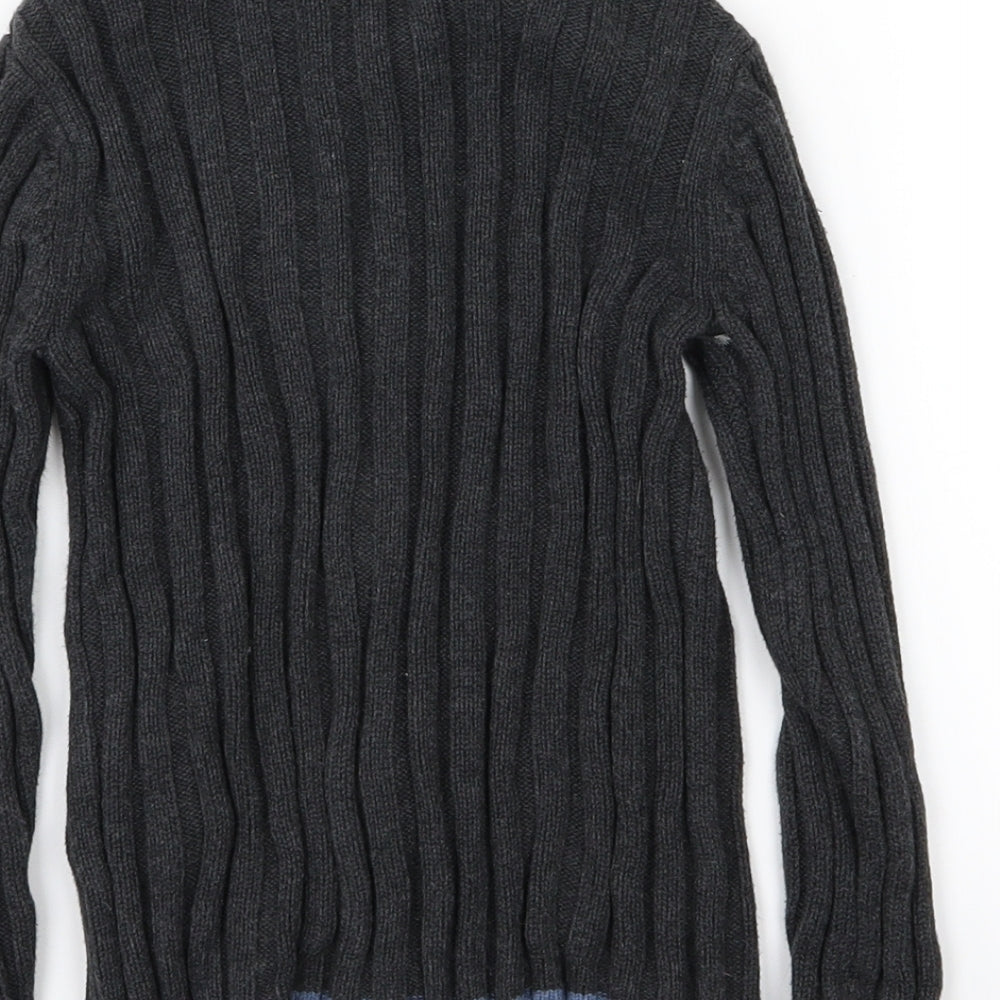 E of M Boys Grey Knit Full Zip Jumper Size 4-5 Years