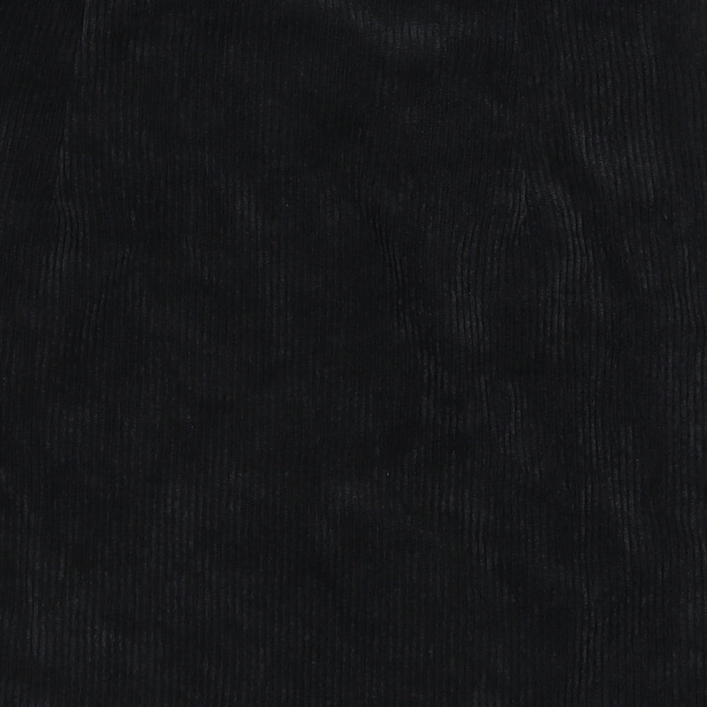 Boohoo Womens Black Corduroy A-Line Skirt Size 8