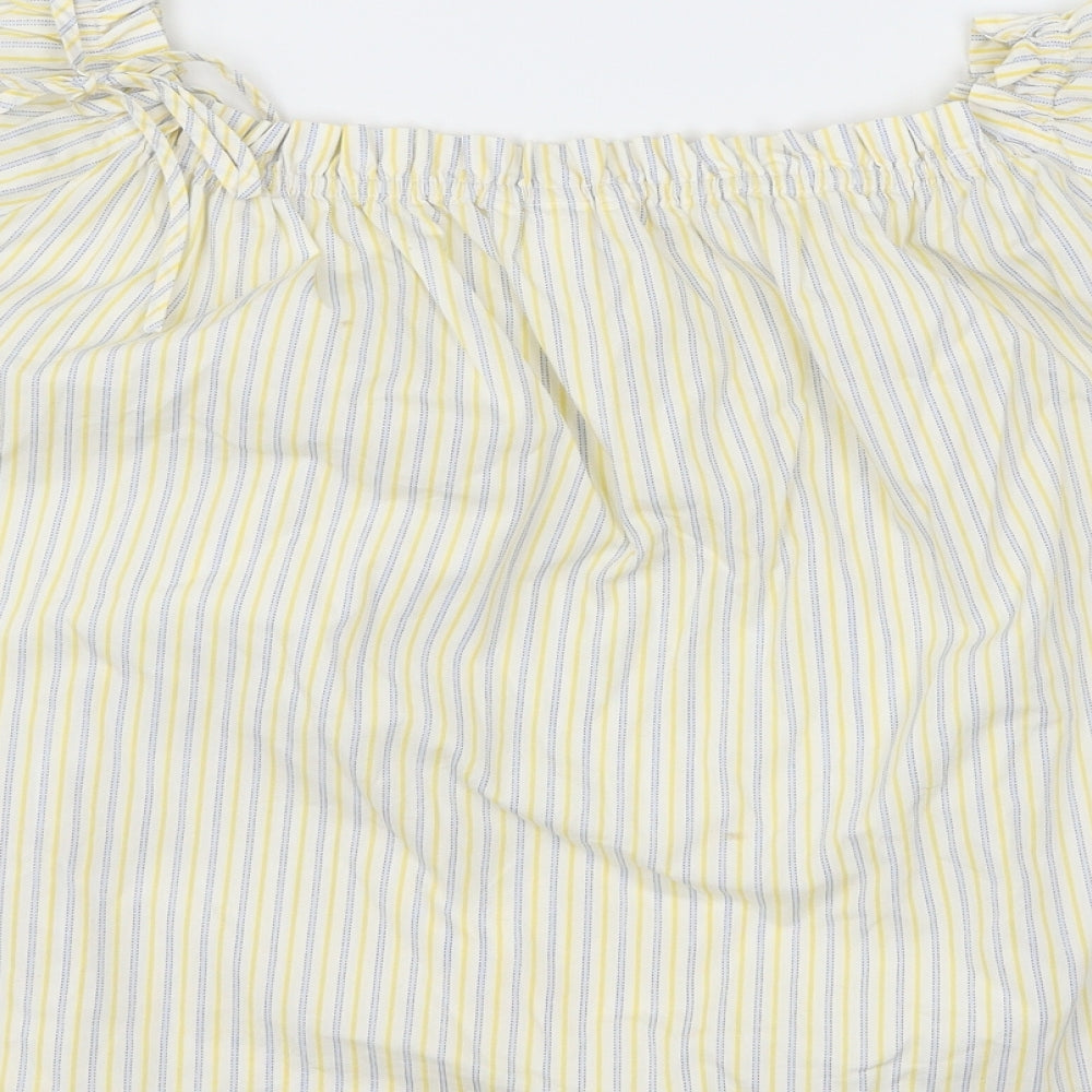H&M Womens Yellow Striped Basic Blouse Size 14