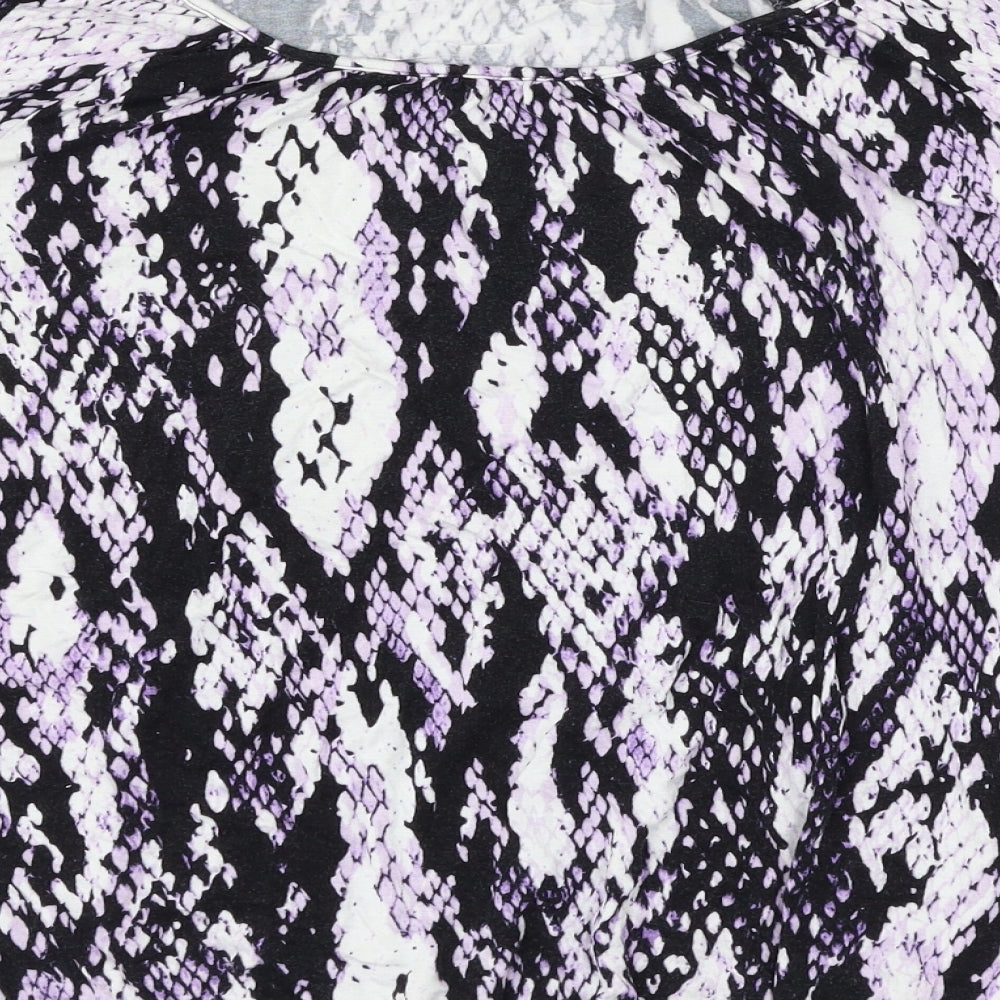 Dana Buchman Womens Purple Animal Print Basic T-Shirt Size S