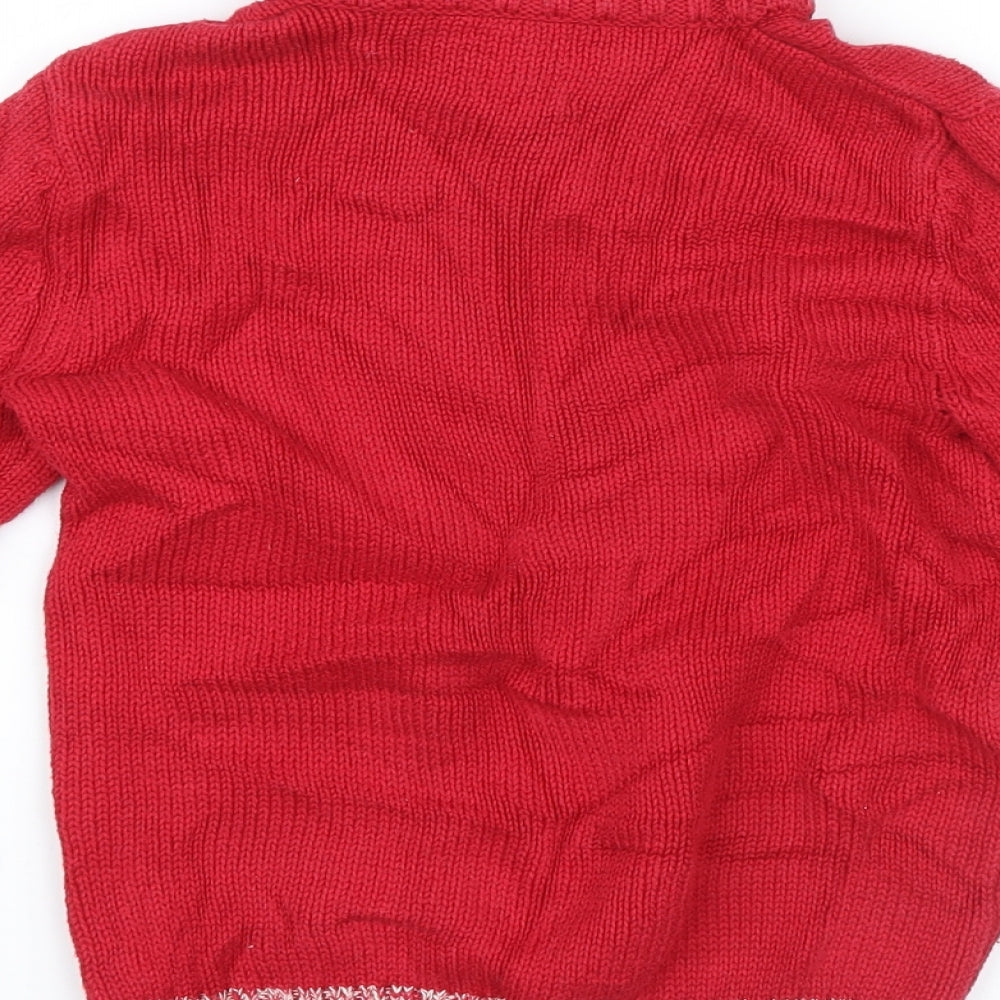 Lands' End Boys Red Knit Pullover Jumper Size L