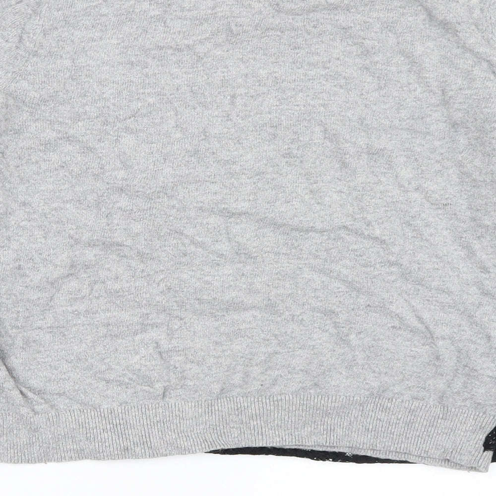 Topshop Womens Grey Knit Pullover Jumper Size 10 - Lace Detail
