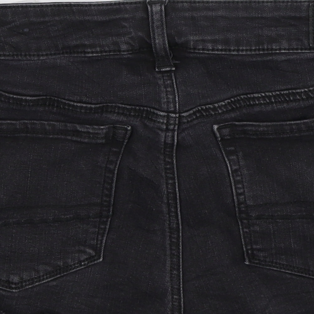 American Eagle Outfitters Womens Black Denim Hot Pants Shorts Size 6 - Distressed