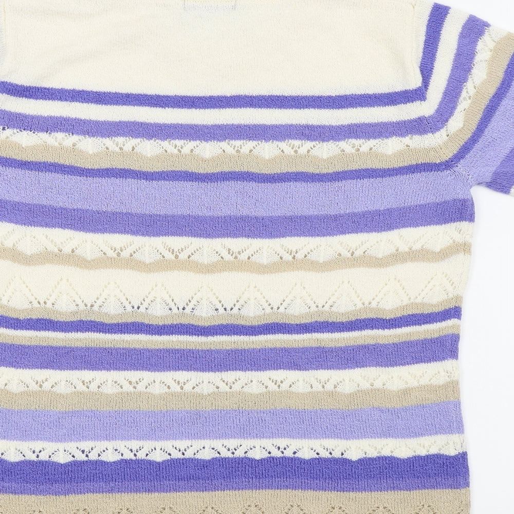 Bonmarché Womens Blue Striped Basic T-Shirt Size S