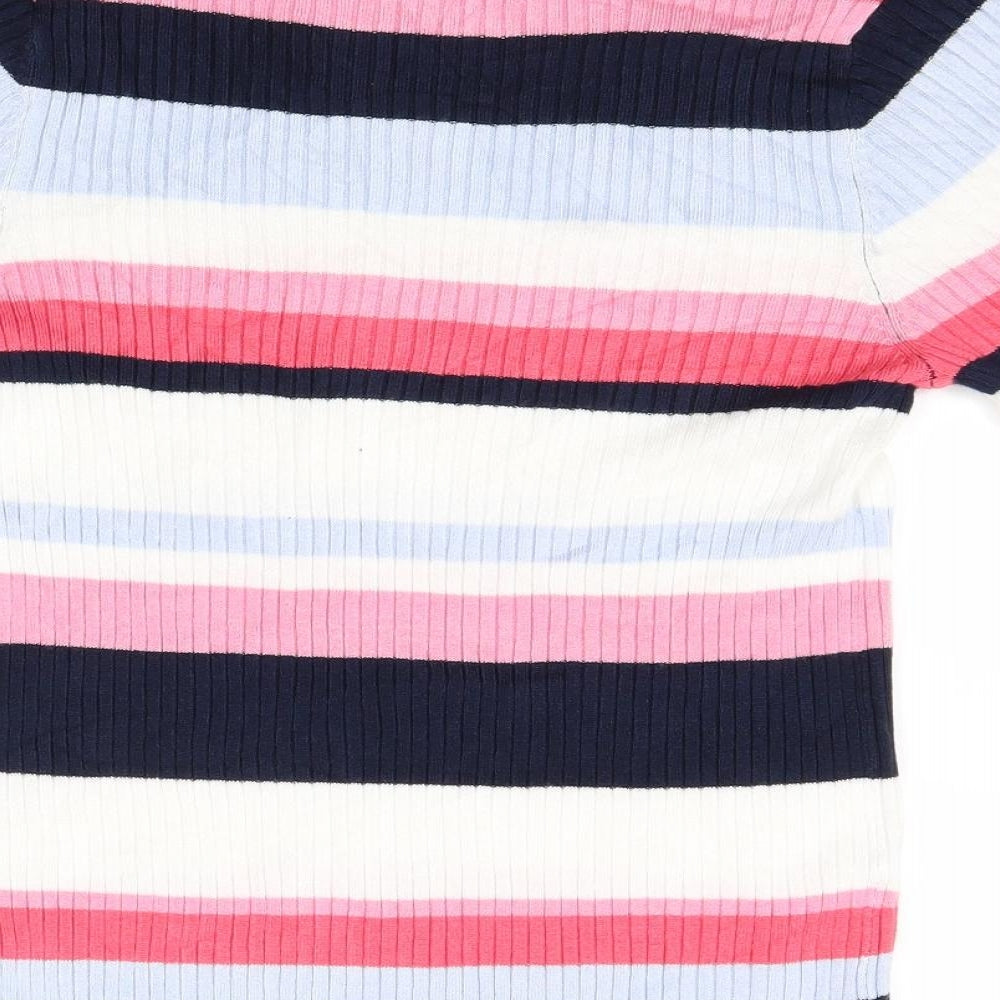 Marks & Spencer Womens Pink Striped Knit Pullover Jumper Size 10