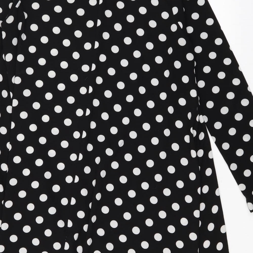 Atmosphere Womens Black Polka Dot Basic Button-Up Size 8 - Oversized Sheer