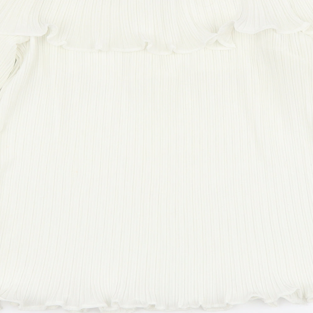 PRETTYLITTLETHING Womens White Basic Blouse Size 12 - pleated