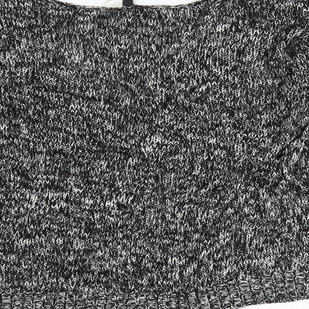 H&M Womens Black Herringbone Full Zip Jumper Size 8