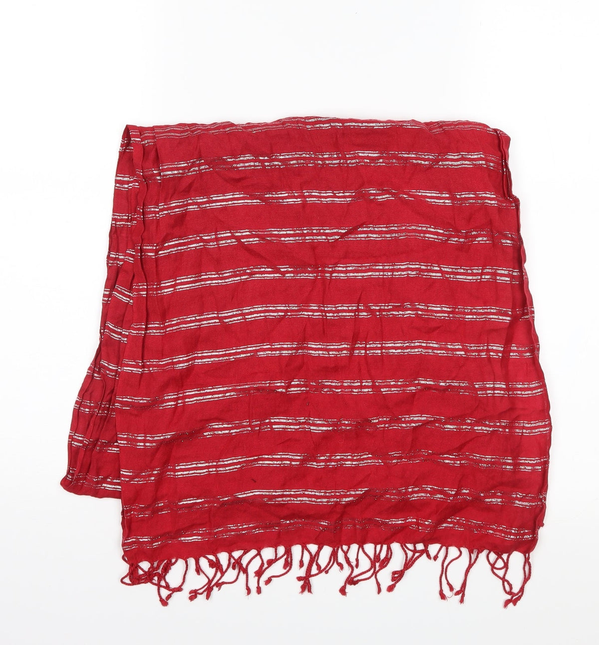 Preworn Womens Red Striped Shawl/Wrap