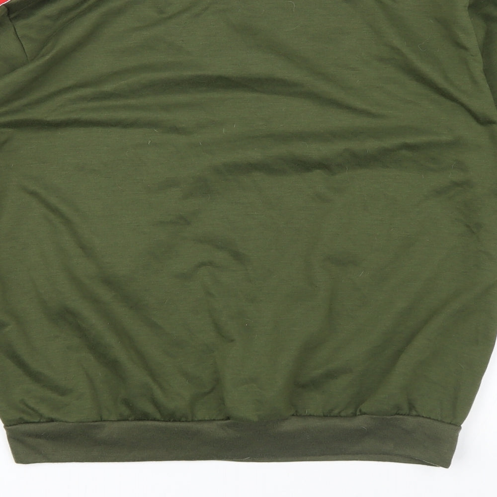 Liranmel Womens Green Striped Pullover Sweatshirt Size 2XL - stripe on sleeves