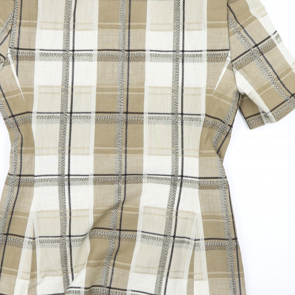 Marks & Spencer Womens Beige Plaid Jacket Blazer Size 12
