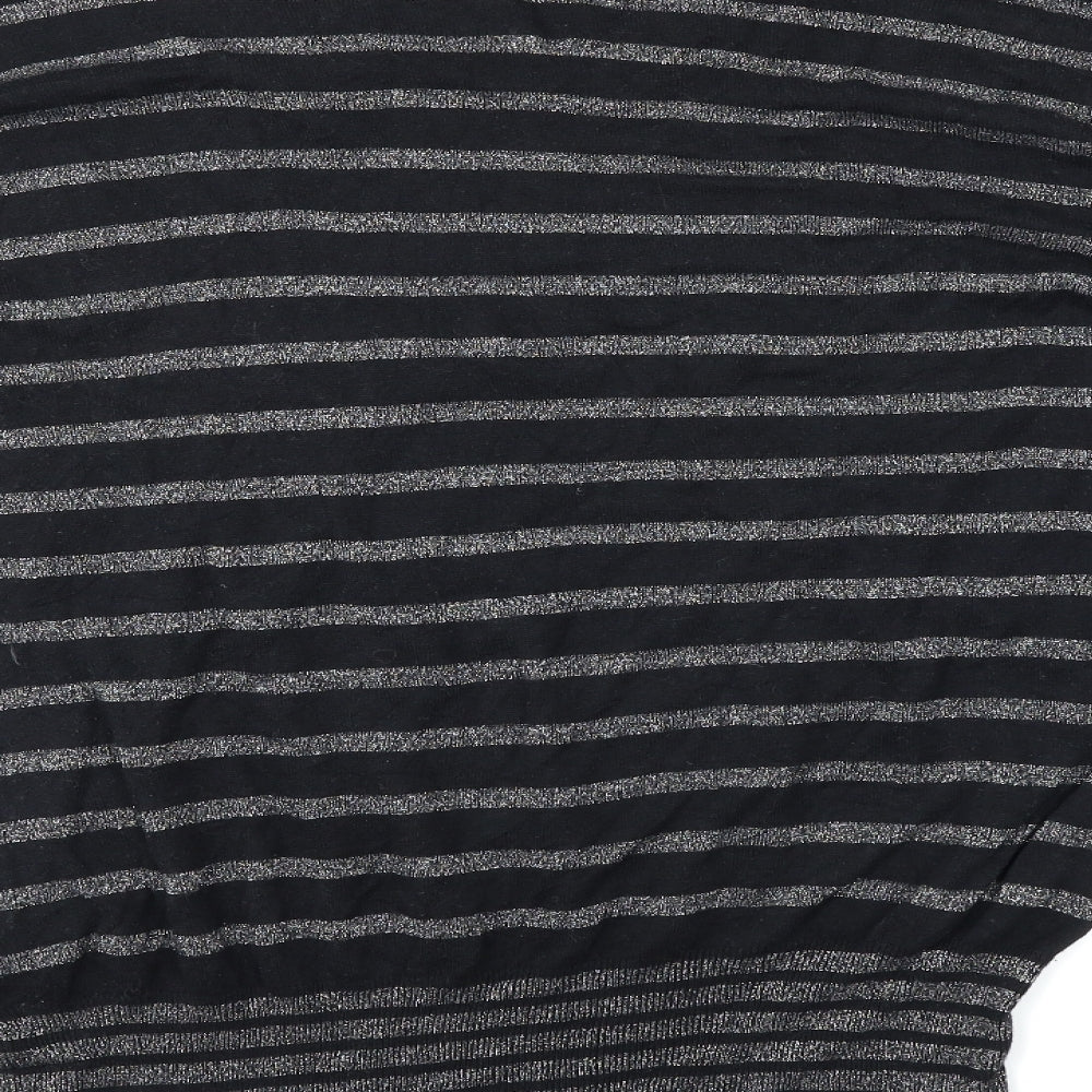 Peacocks Womens Black Striped Pullover Jumper Size 16 - Glitery