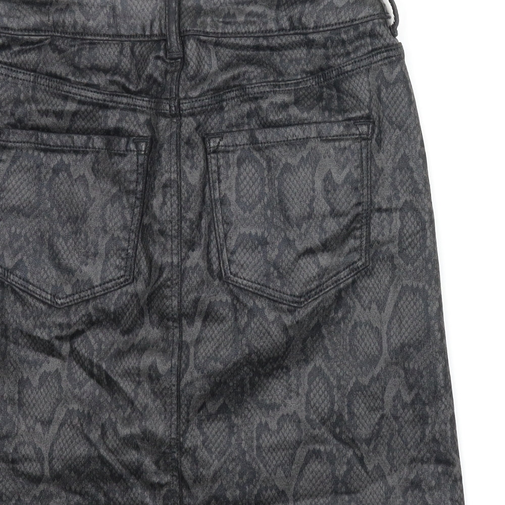 Marks & Spencer Womens Grey Animal Print A-Line Skirt Size 8 - Snake print
