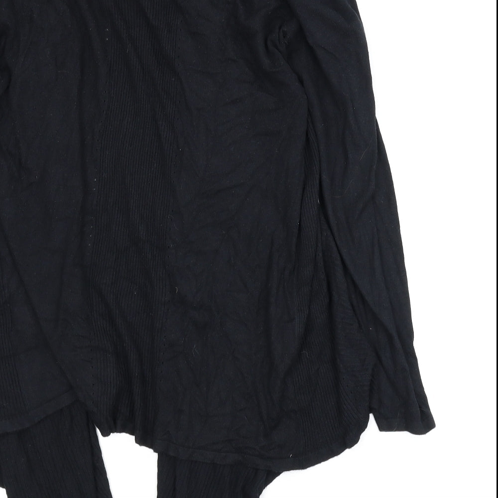 Brand and care label for Evie women’s black cardigan jumper, size UK 18, - draped