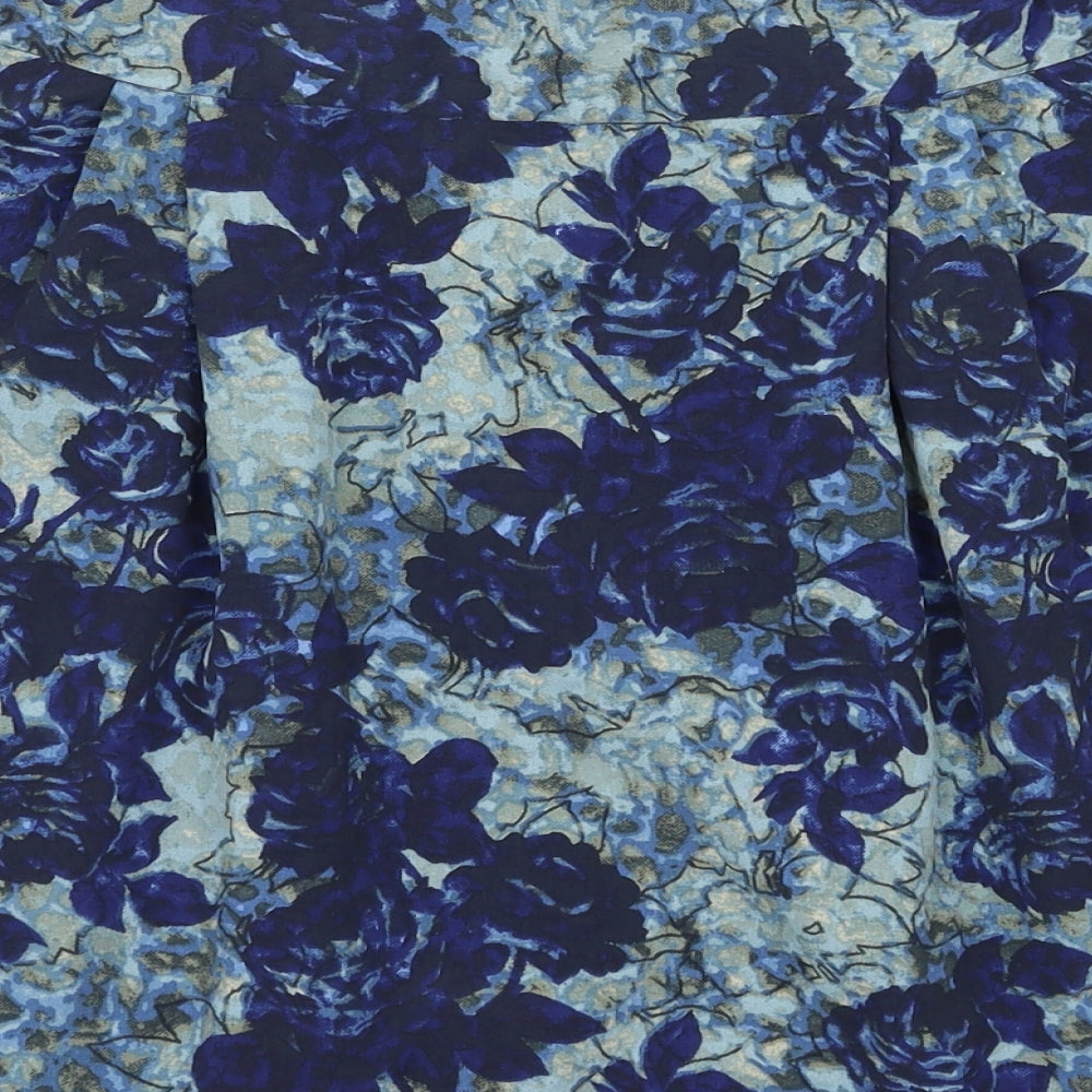 Preworn Womens Black Floral Flare Skirt Size 10