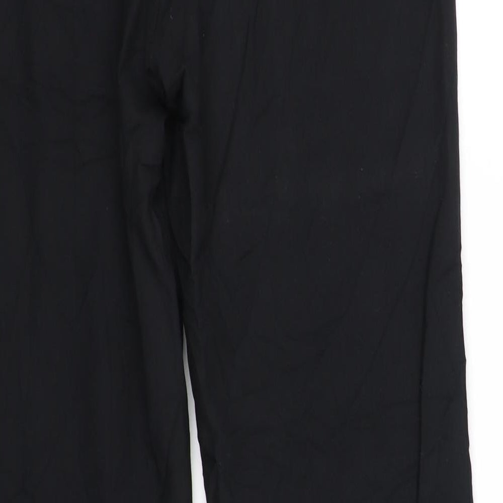 Brand and care label for der ella women’s black trousers, size UK 14, 31-inch leg
