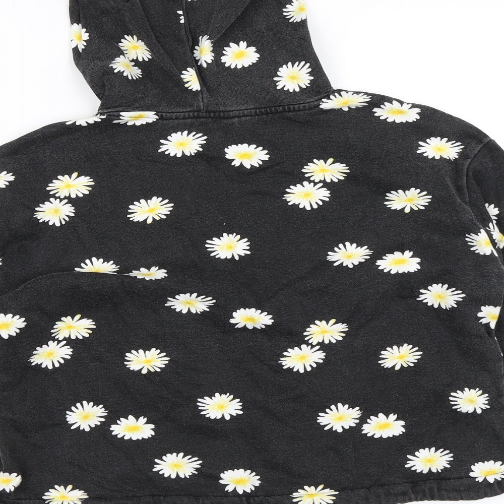 H&M Girls Grey Floral Pullover Hoodie Size 12-13 Years
