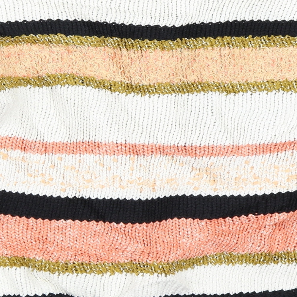 Marks & Spencer Womens Orange Striped Pullover Jumper Size S