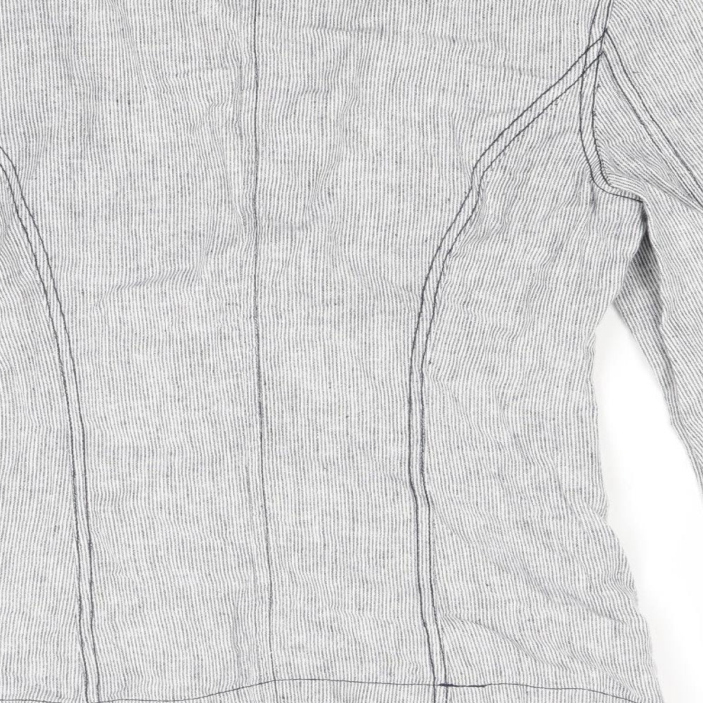 M&Co Womens Grey Striped Jacket Coat Size 8