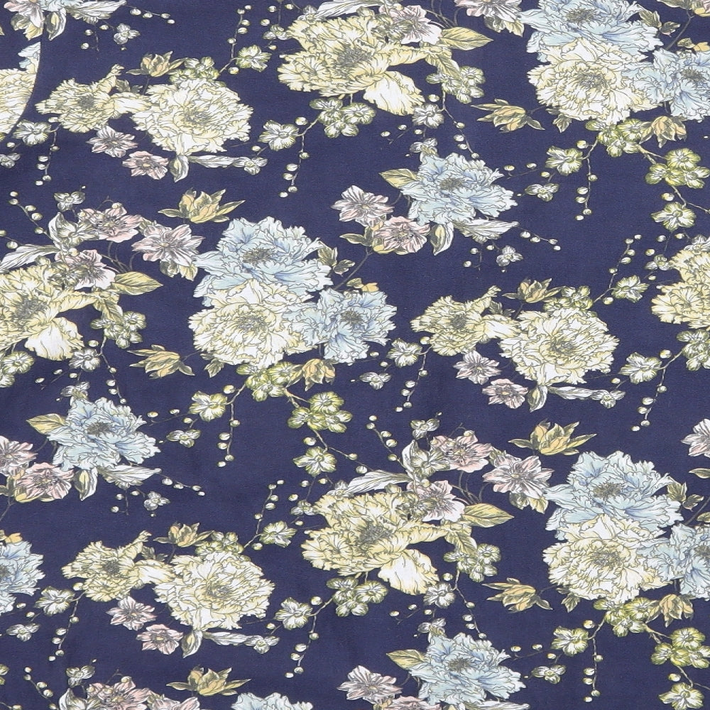 H&M Womens Blue Floral Basic Blouse Size 12