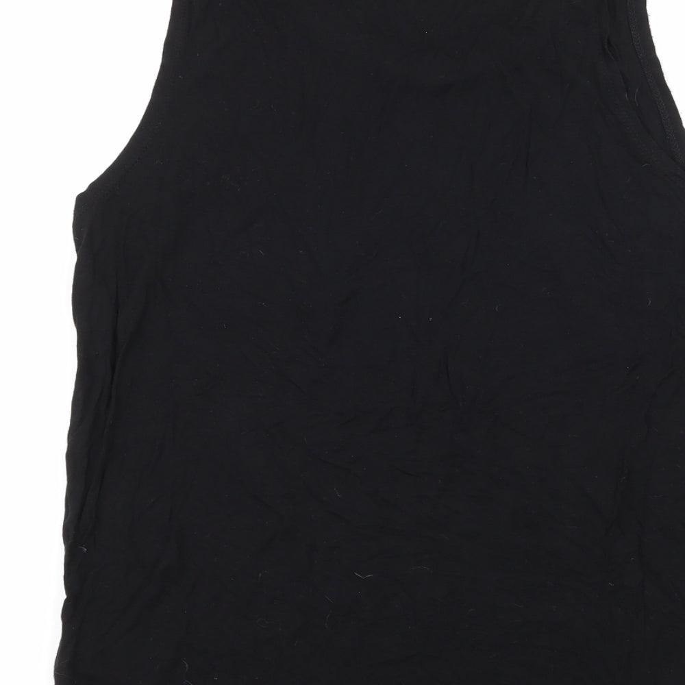 H&M Womens Black Jersey Basic Tank Size M - Embellished Neckline