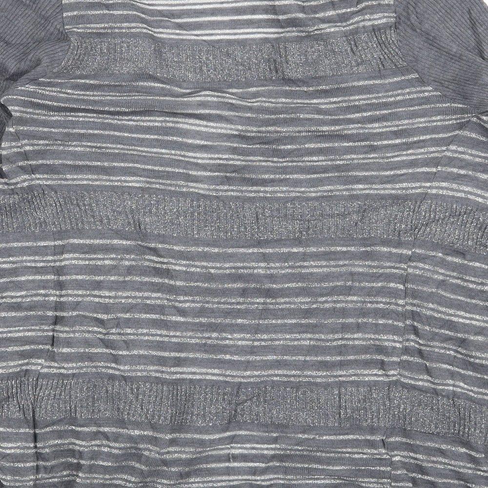 NEXT Womens Grey Striped Cardigan Jumper Size L