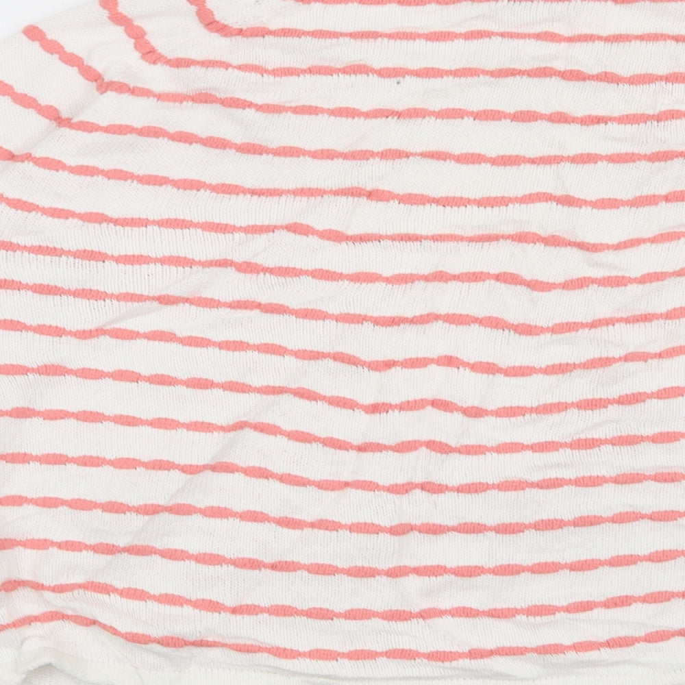 Soon Womens White Striped Pullover Jumper Size 14