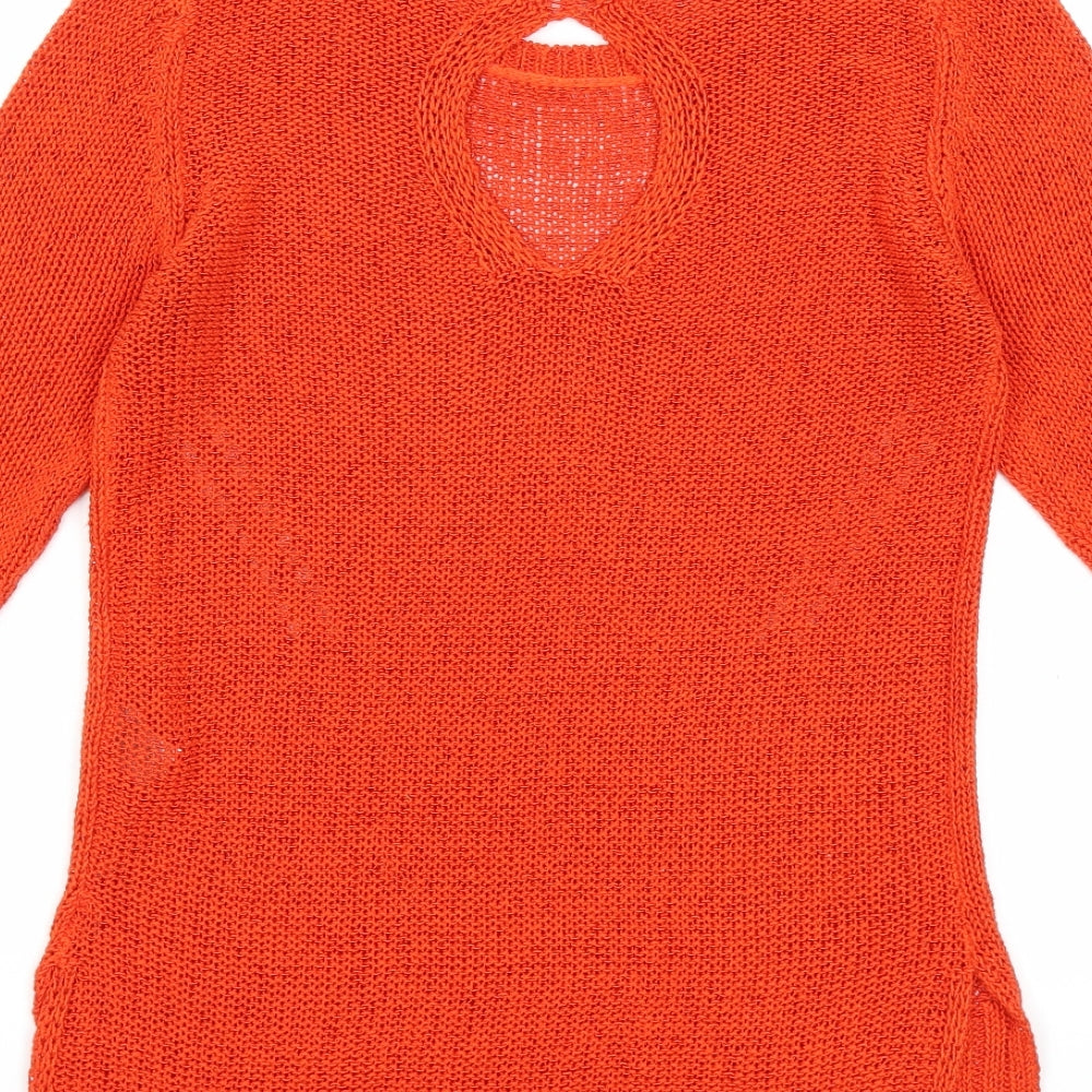 F&F Womens Orange Knit Pullover Jumper Size 10