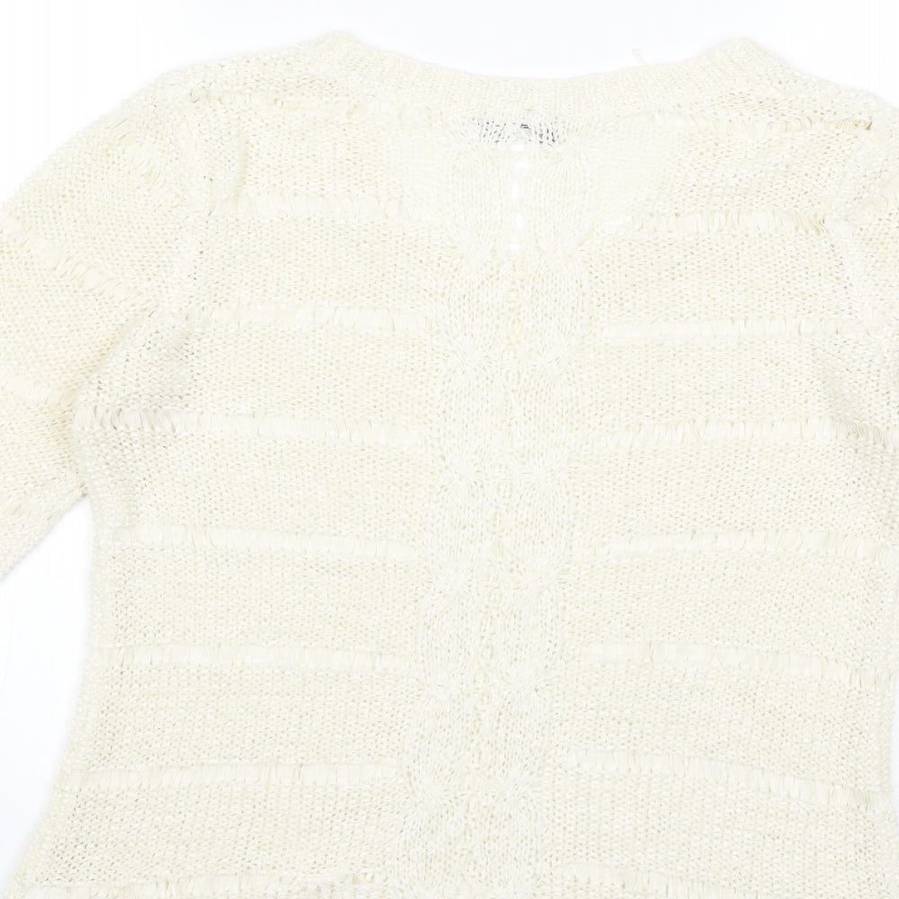 F&F Womens White Knit Pullover Jumper Size 12