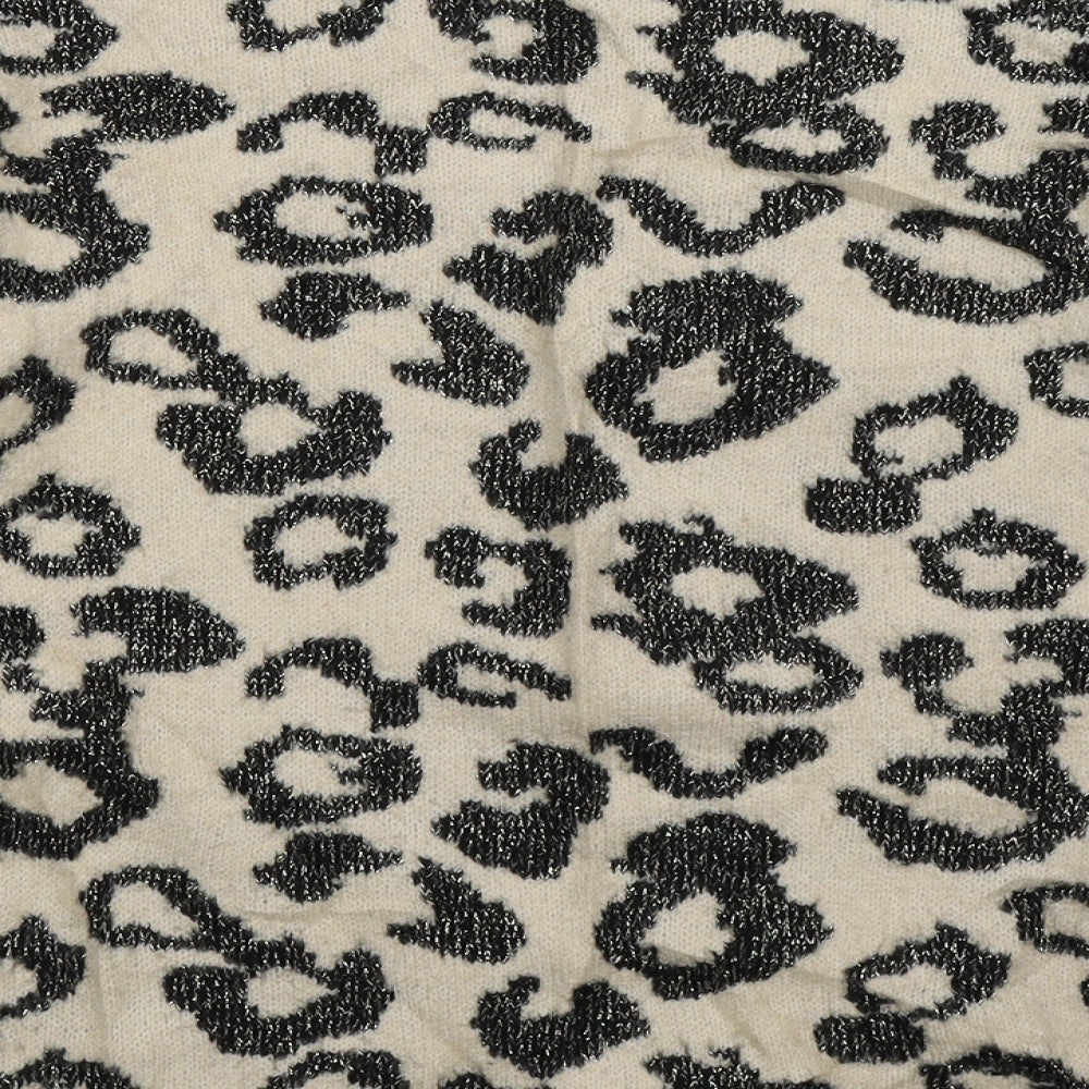 Per Una Womens Beige Animal Print Knit Pullover Jumper Size S - Oversized
