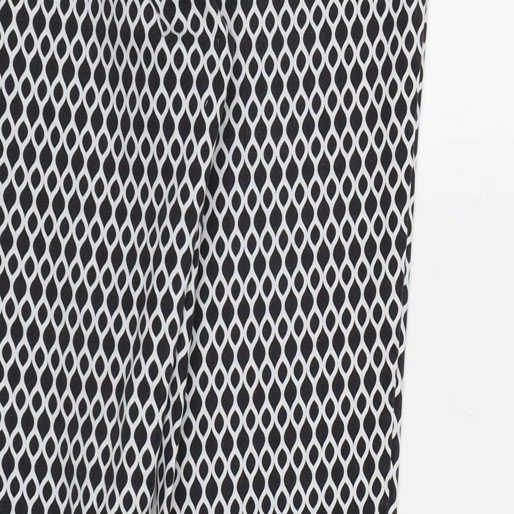 H&M Womens Black Geometric Canvas Trousers Size 10 L26 in
