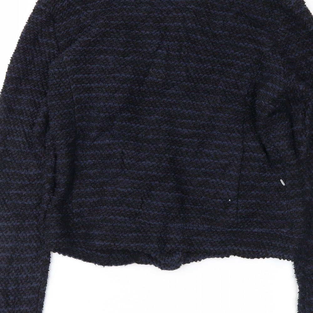 H&M Womens Blue Striped Full Zip Jumper Size S
