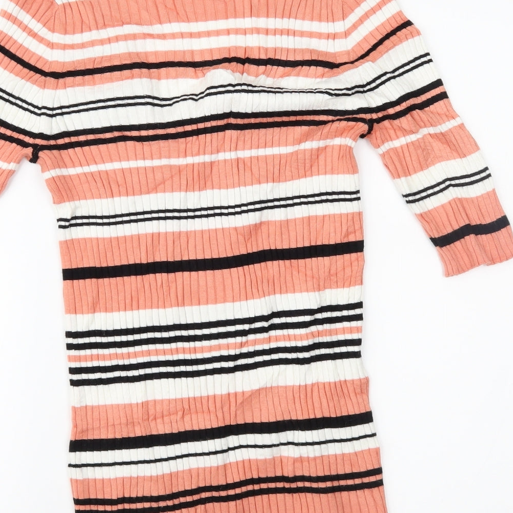 Express Womens Pink Striped Basic Blouse Size M