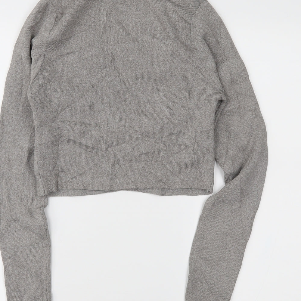 newlook Womens Grey Cropped Blouse Size 10