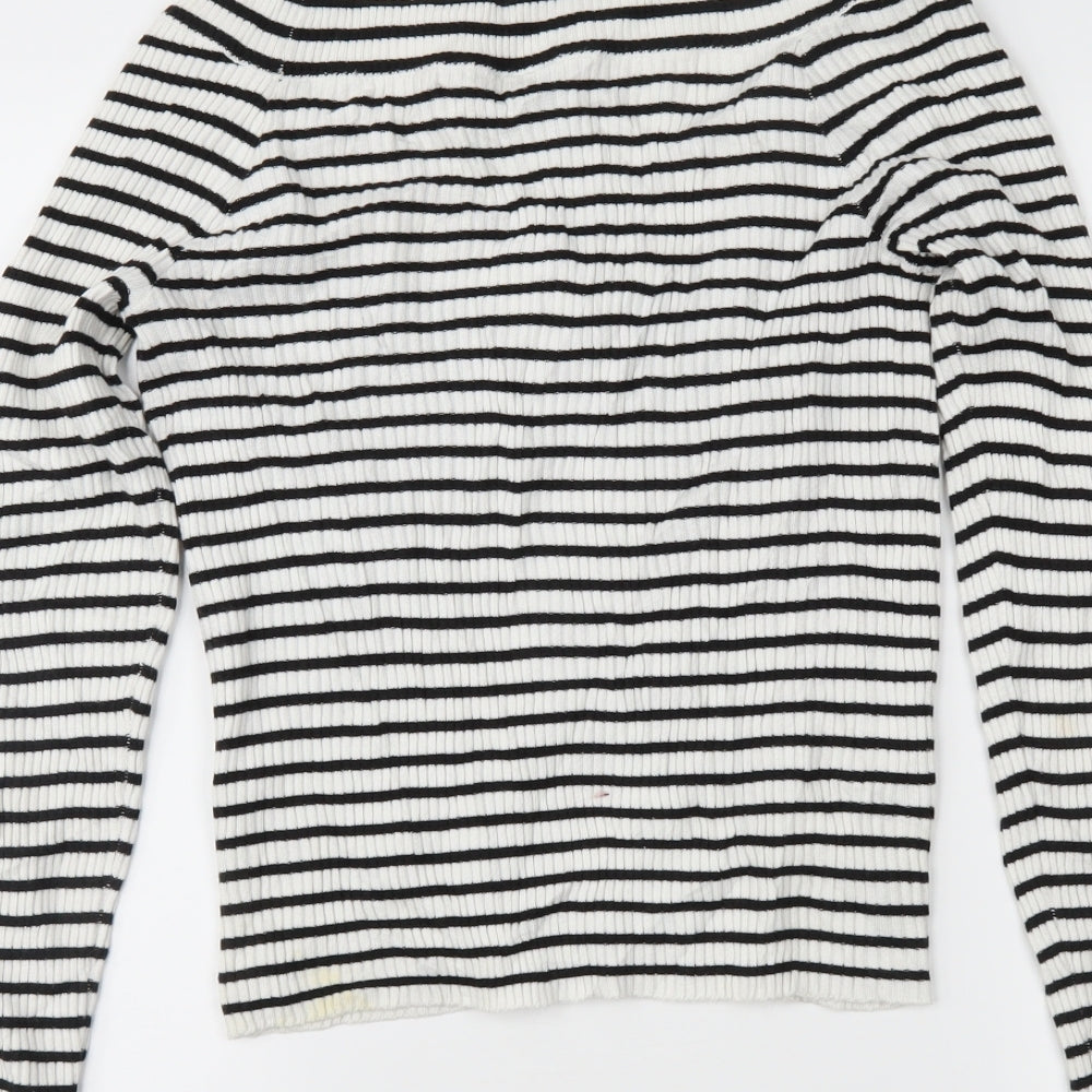 H&M Womens Black Striped Tunic Jumper Size M