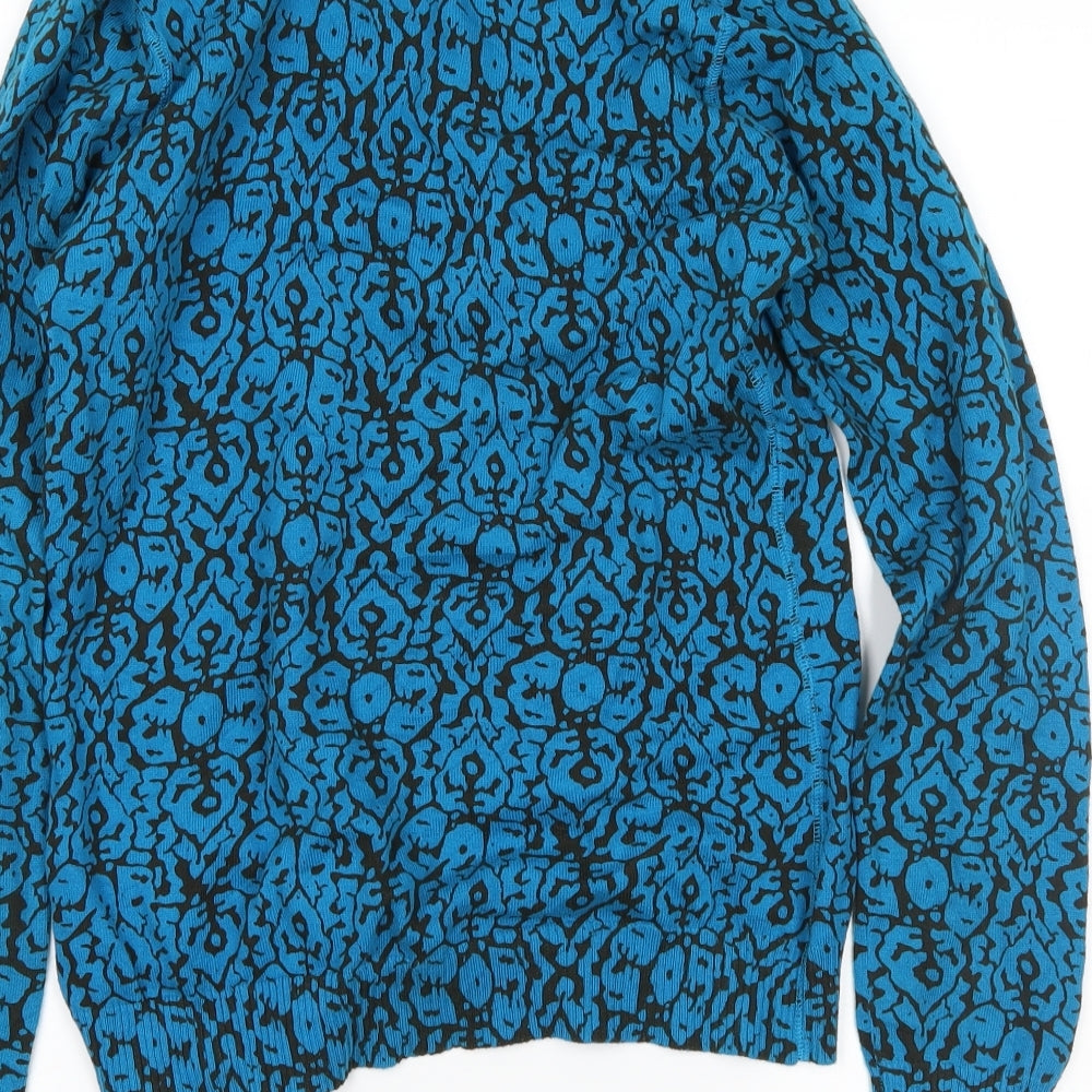 tabi Womens Blue Animal Print Cardigan Jumper Size XS