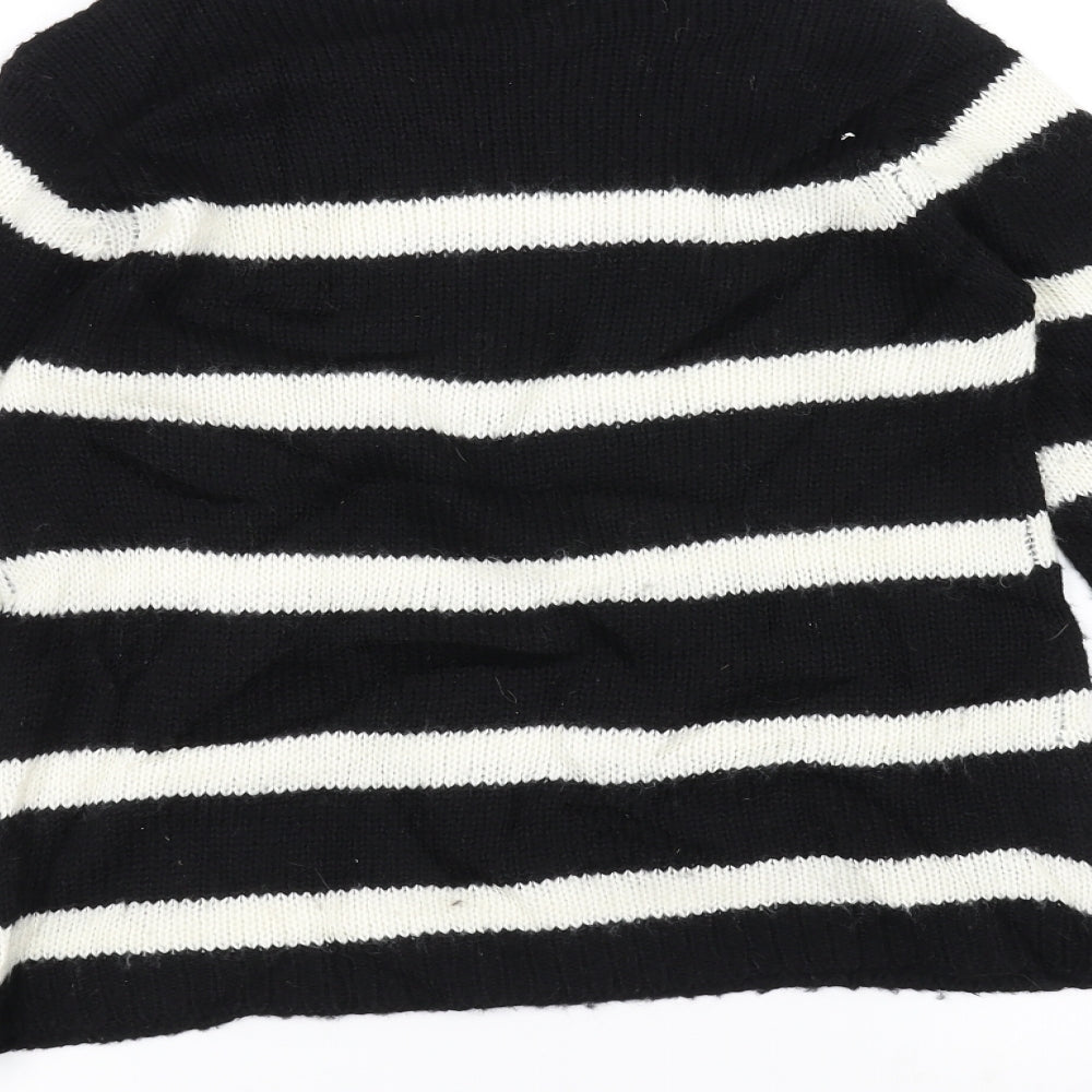 F&F Womens Black Striped Knit Pullover Jumper Size 6