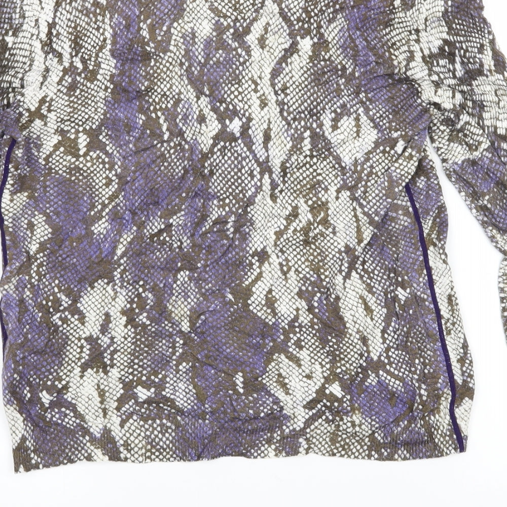 oui moments Womens Purple Animal Print Basic Button-Up Size 10 - snake skin print