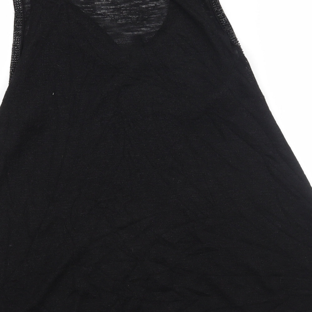 NEXT Womens Black Basic Tank Size 14 - Beaded Collar