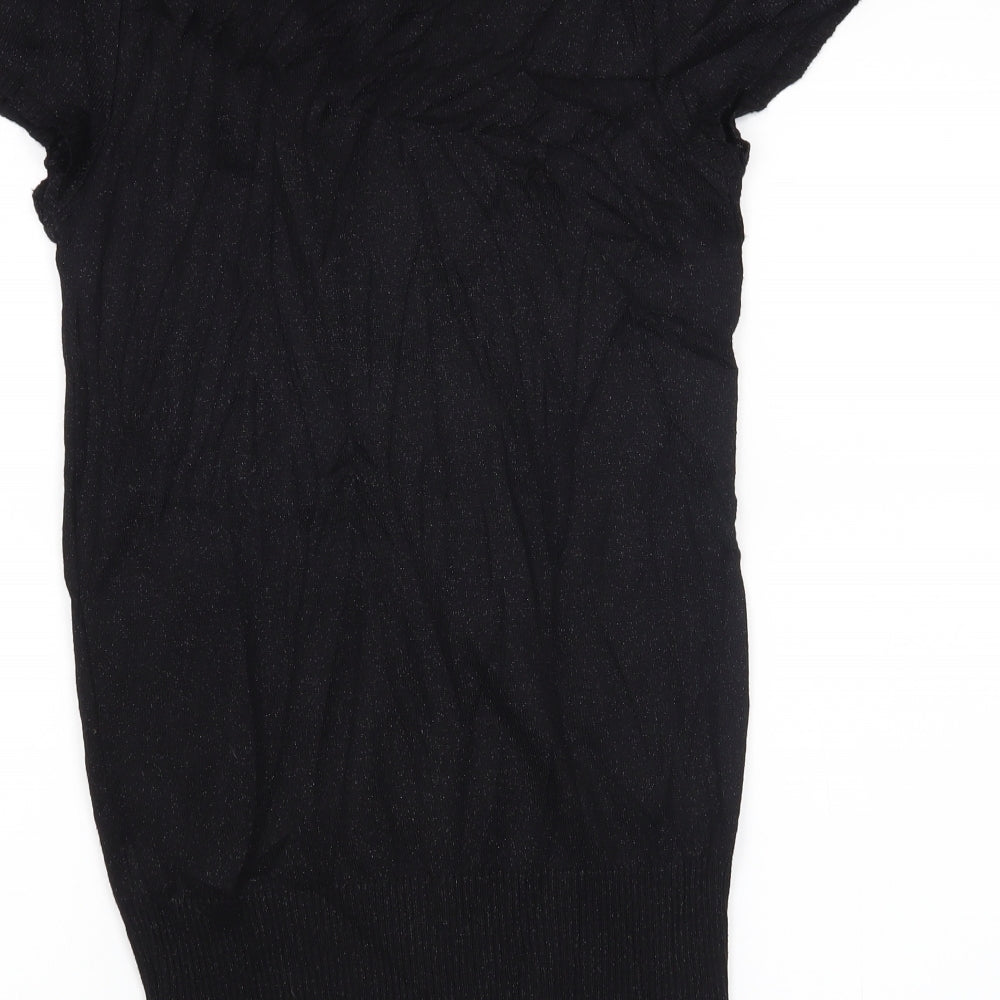 Oasis Womens Black Pullover Jumper Size 10 - flowers on collar